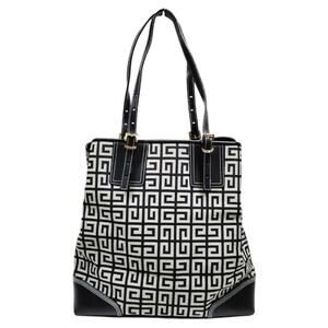 Vintage Givenchy G Cube Monogram Canvas Tote Black Leather Made France 2002